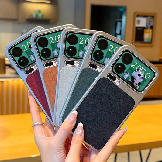 For Xiaomi 17 Pro Max 17 Pro Case Luxury Lychee Pattern Leather + Electroplating Frame Hard PC Cover for Xiaomi Mi 17