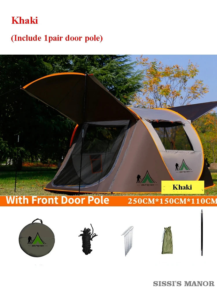 2-4Persons Throw Tent Automatic Waterproof Large Space Family Outdoor Camping Portable Tourist Self-driving BBQ Equipment