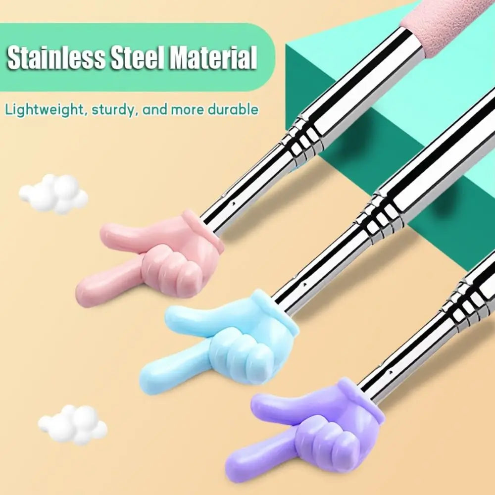 Durable Stainless Steel Teaching Pointer Telescopic Rod Finger Design Finger Reading Sticks Classroom Finger Pointer Students