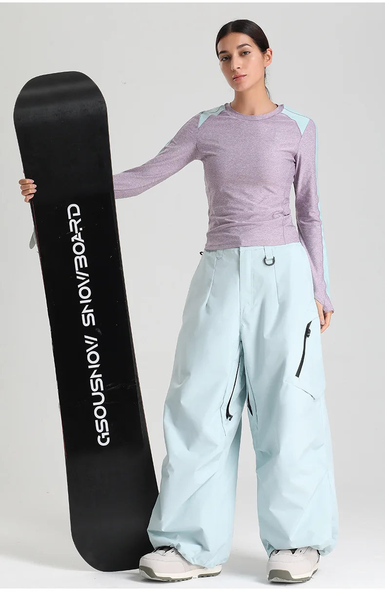 New Loose Ski Pants Women Outdoor Snowboard Windproof Waterproof Warm Solid Work Wear Clothes Breathable Skiing Trousers Men