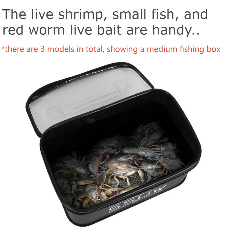 Portable EVA Fishing Tool Box, Fishing Accessory Organizer, Live Bait Storage Container, 3L/5L/7L Large Capacity Water Container