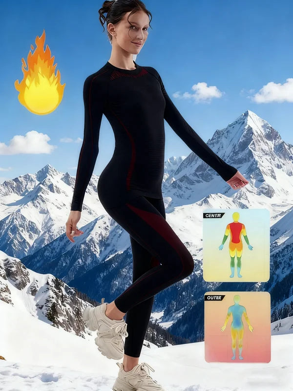 Women Skiing Underwear Set Fitness Thermal Gym Ski Snowboarding Hiking Jogging Sport Running Yoga Exercise Suit Long Johns