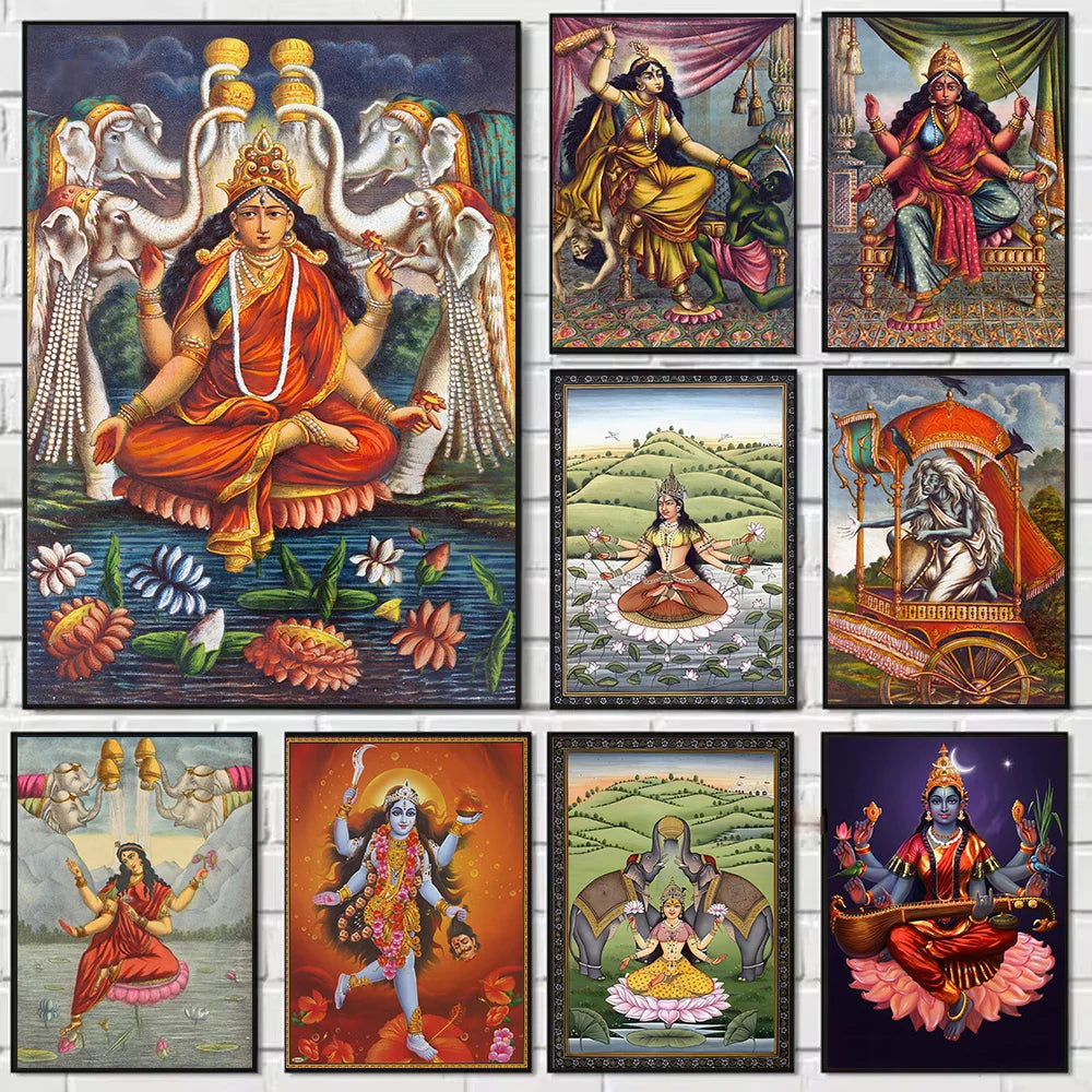 Hindu Goddess Wall Art Kali Mahavidya Poster Tantric Shakti Devi Canvas Painting Home Living Room Decoration Painting