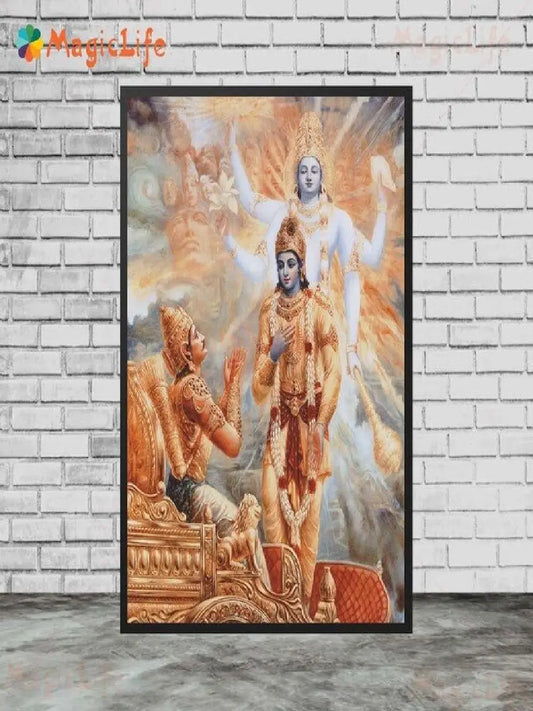Hindu Deities Vishnu Brahma Shiva Canvas Wall Art  Vintage Indian Gods Painting for Home Decor