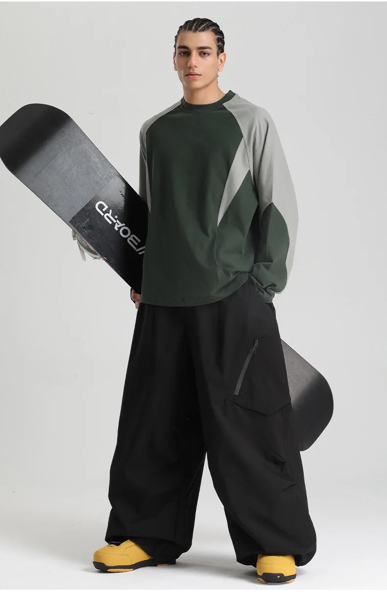 New Loose Ski Pants Women Outdoor Snowboard Windproof Waterproof Warm Solid Work Wear Clothes Breathable Skiing Trousers Men