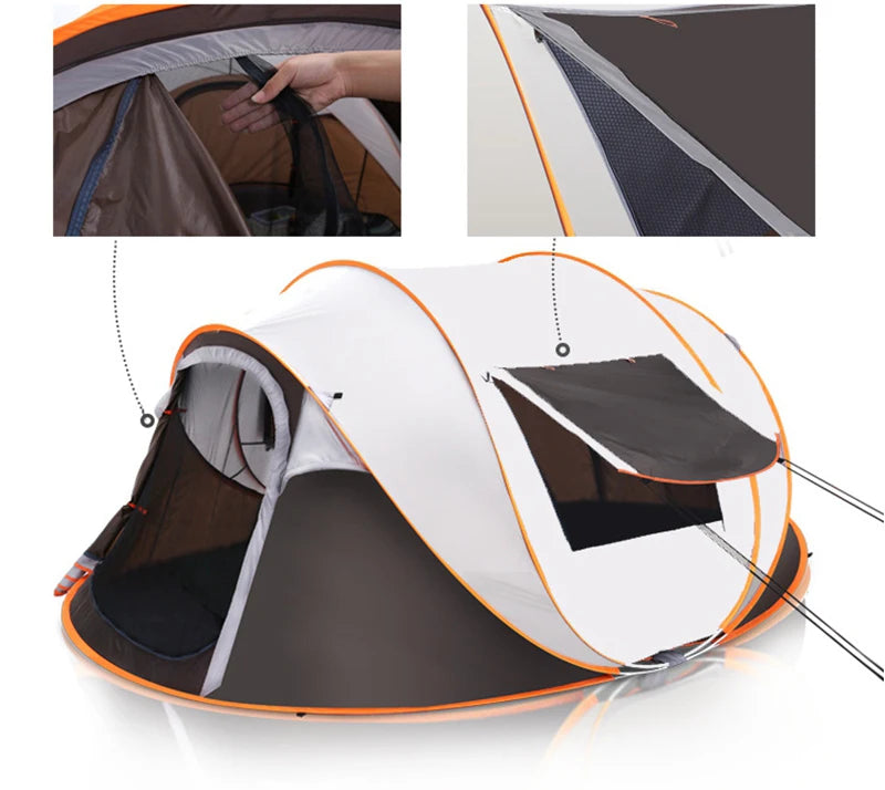 2-4Persons Throw Tent Automatic Waterproof Large Space Family Outdoor Camping Portable Tourist Self-driving BBQ Equipment