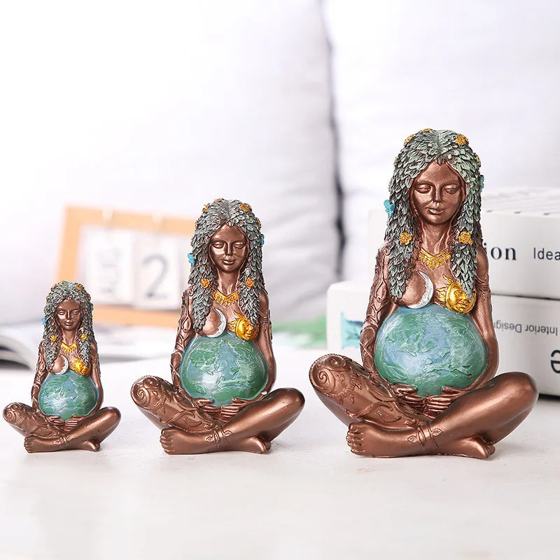 Goddess Statue Gaia Statue Mother Earth Nature Resin Spiritual Figurine Home Room Decor Garden Decoration Earth Day Decoration