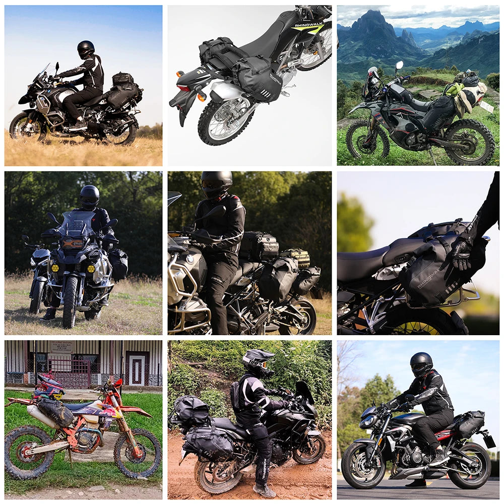 Rhinowalk Motorcycle Side Bag 2PC 100% Waterproof 18L/28L/48L Motorbike Saddle Bag Motor Pannier Bag Saddle Bags Travel Luggage