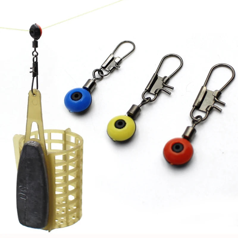25pcs Running Feeder Swivel Bead With Snap Accessories For Carp Fishing Sliding Rolling Swivel Fishing Fishing Tools Equipment