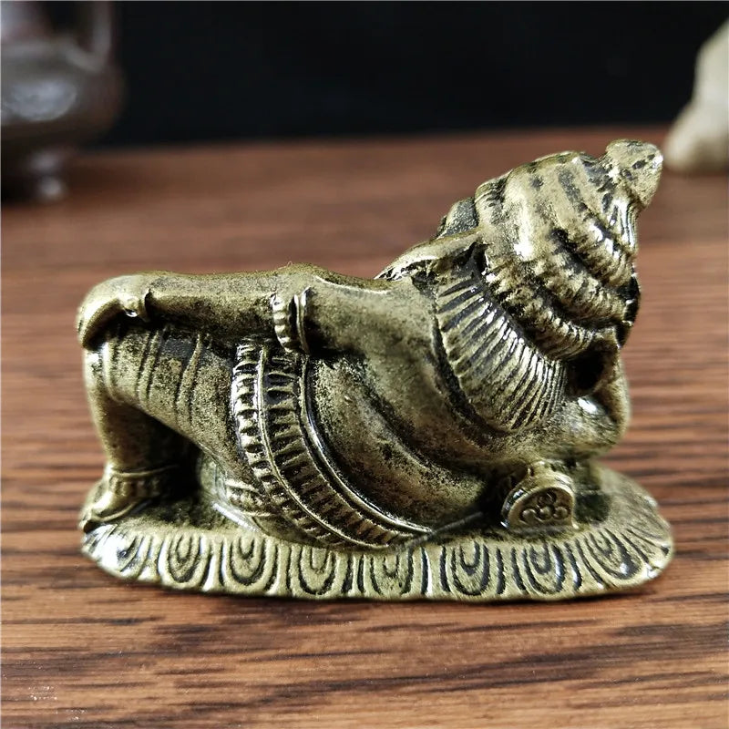 Golden Lying Ganesha Buddha Statue Elephant God Sculpture Ganesh Figurines Man-made Stone Home Garden Decoration Buddha Statues