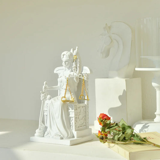 Goddess Of Justice Statue Greek Mythology Ornaments Fair Angel Sculpture Tianping Gods Astraya Figurines Vintage Home Decoration