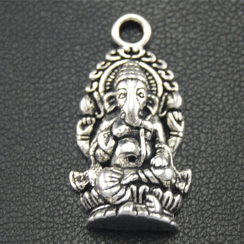 10pcs  Silver Color Ganesh Pendant DIY Necklace Bracelet Bangle Findings 27X14mm A1777
