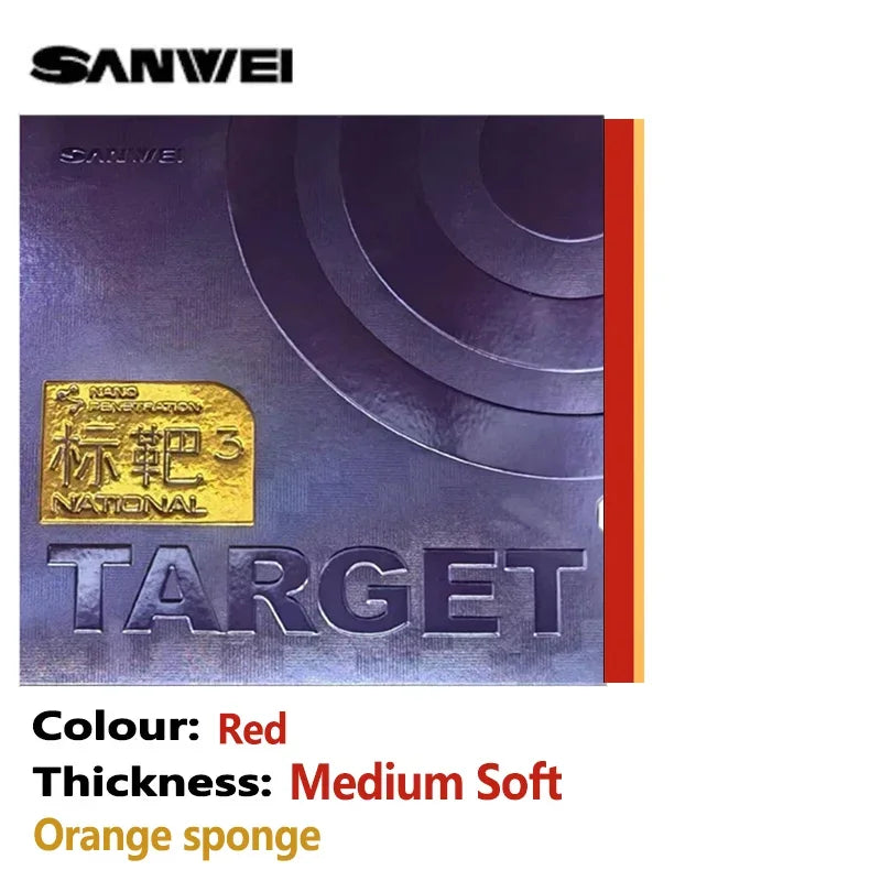 Original SANWEI TARGET 3 National Table Tennis Rubber Sticky Rubber Blue Sponge Target 3 Professional Ping Pong Cake Sponge