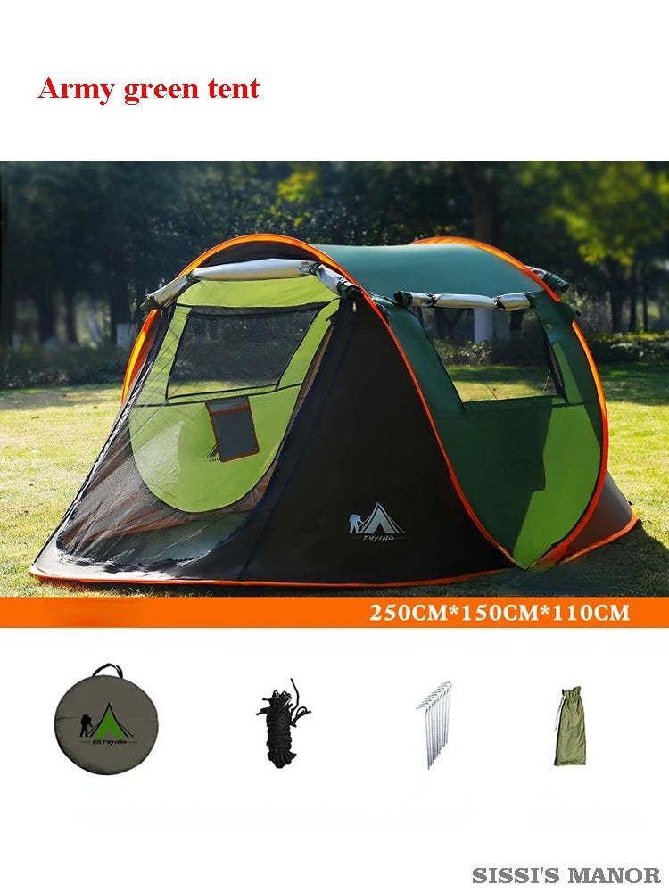 2-4Persons Throw Tent Automatic Waterproof Large Space Family Outdoor Camping Portable Tourist Self-driving BBQ Equipment