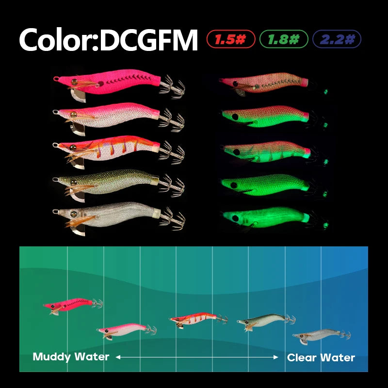 LETOYO mini squid lure 1.5-2.2# Luminous squid jig Artificial bait Cuttlefish squid bait Webfoot Octopus fishing lures