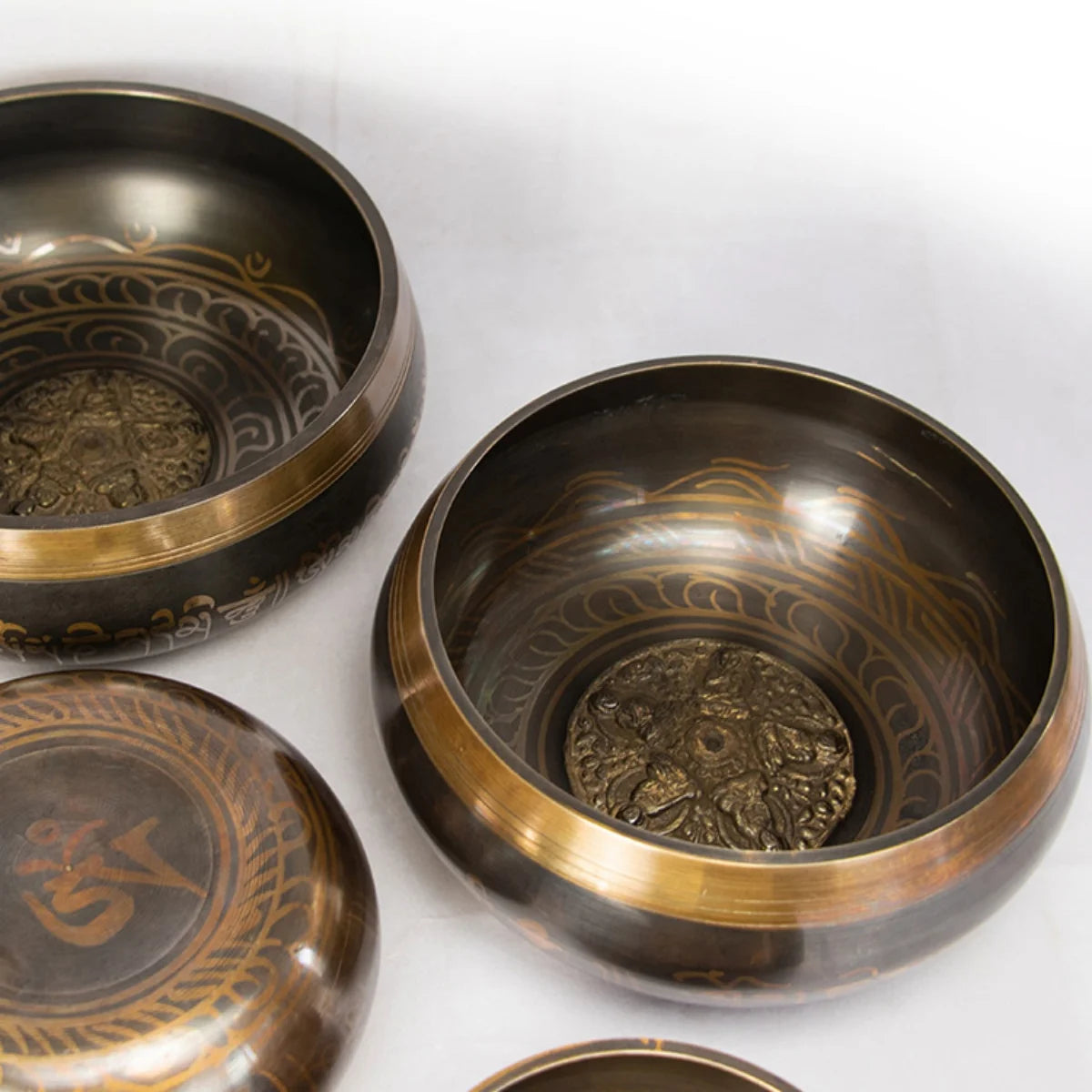 Tibetan Singing Bowl Set 8.5~20CM Size Optional Scripture Bowl Helpful for Meditation Yoga Relaxation Chakra Healing Prayer