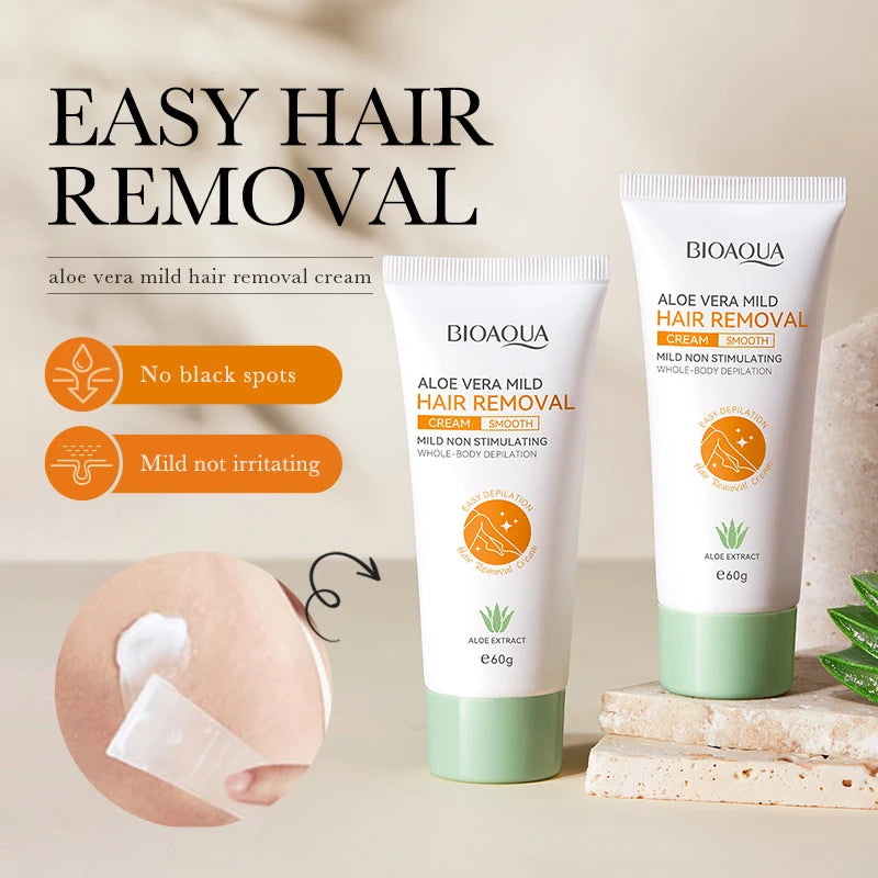 60g men/women aloe vera painless permanent hair removal cream, fast, thorough, gentle and smooth skin, hair removal care product