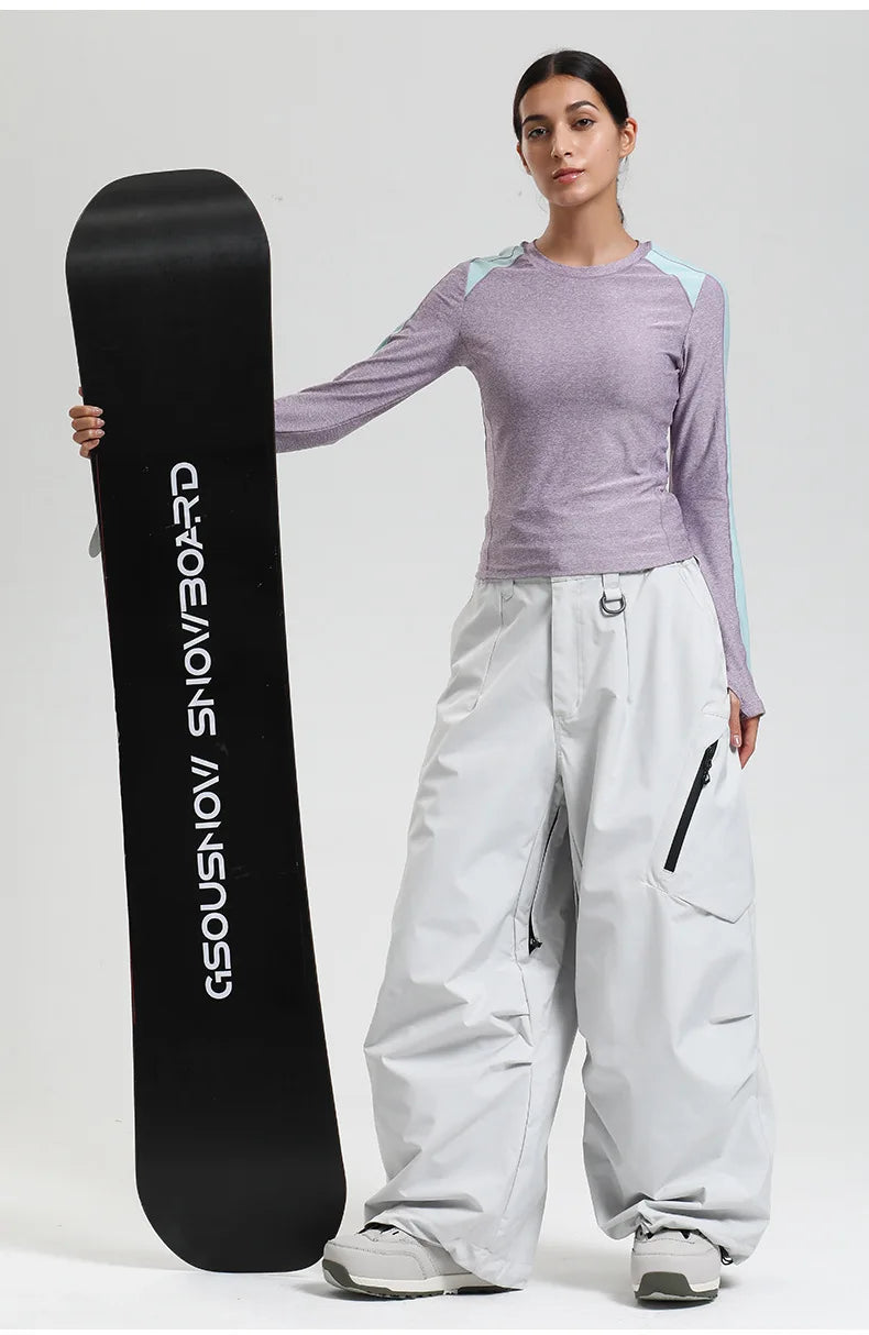 New Loose Ski Pants Women Outdoor Snowboard Windproof Waterproof Warm Solid Work Wear Clothes Breathable Skiing Trousers Men