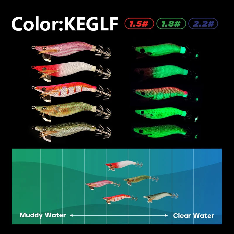 LETOYO mini squid lure 1.5-2.2# Luminous squid jig Artificial bait Cuttlefish squid bait Webfoot Octopus fishing lures