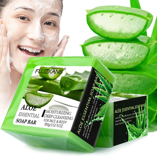 Aloe Vera Soap For Face 100g Facial and Body Moisturizing Cleansing Handmade Soap Bar With Essential Oil