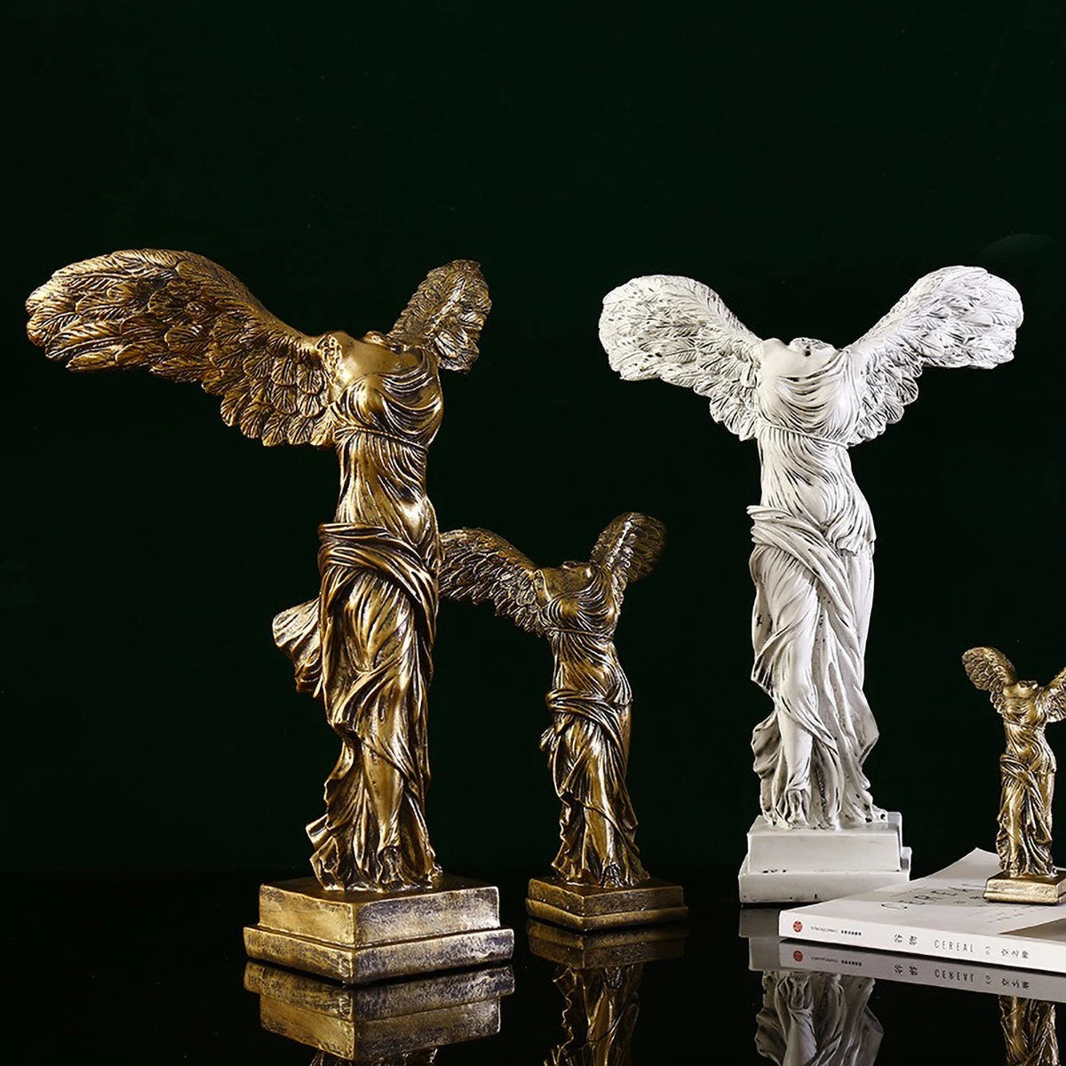 Victory Goddess Statue - Greek Mythology Resin Sculpture for Home Decor, Office Desk Ornament with Gold Finish Art Craft