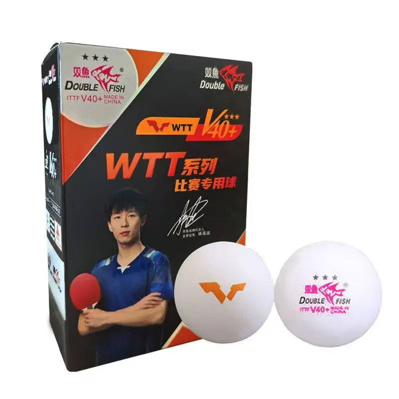 Double Fish 3 Star Table Tennis Balls V40+ Special Ping Pong Balls for WTT ABS New Material Seamed Balls for Competition 6/Pack