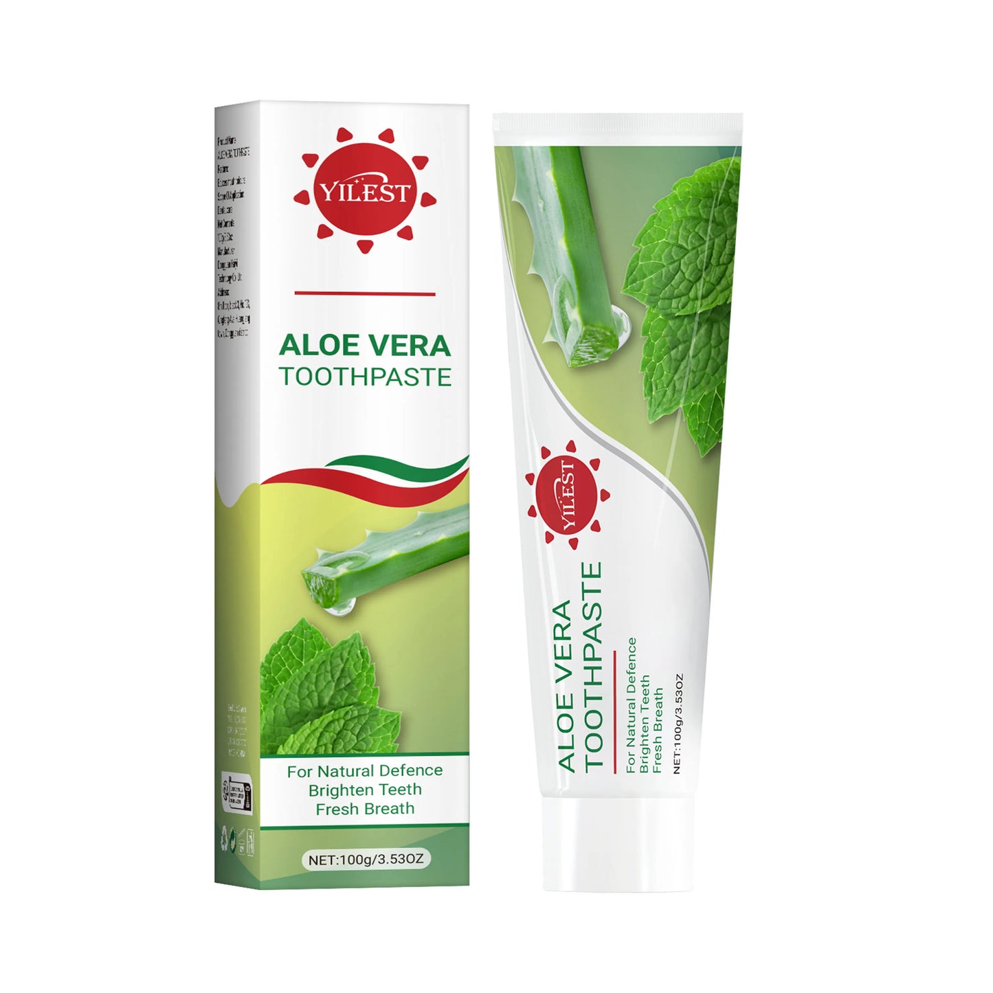 Aloe Vera Toothpaste 100g - Natural Mint Formula for Fresh Breath, Teeth Brightening & Gum Care, with Aloe & Peppermint Extract