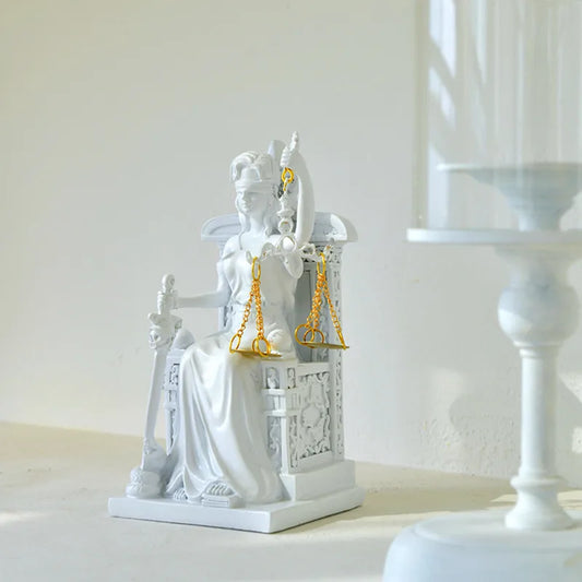 Goddess Of Justice Statue Greek Mythology Ornaments Fair Angel Sculpture Tianping Gods Astraya Figurines Vintage Home Decoration