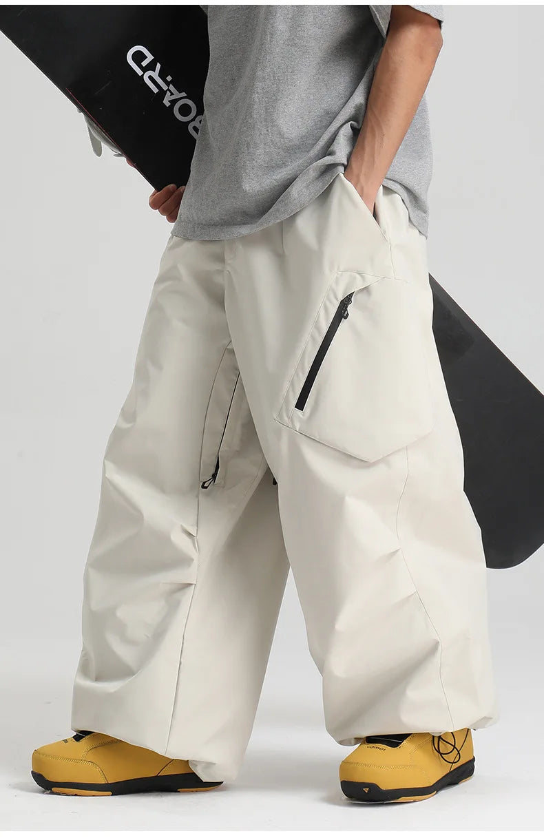 New Loose Ski Pants Women Outdoor Snowboard Windproof Waterproof Warm Solid Work Wear Clothes Breathable Skiing Trousers Men