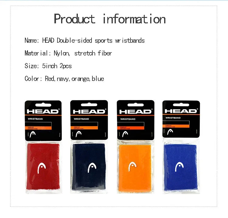 Original HEAD Tennis Wristband Badminton Sport Wristband Cotton Comfortable Sweat Wiping Non Slip Wristband
