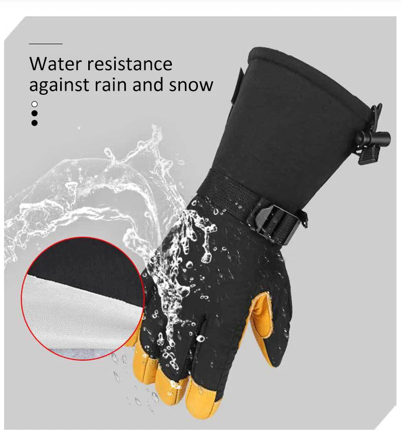 Winter Ski Mittens Snowboard Snowmobile Skiing Sports Motorcycle Riding Windproof Waterproof Pu Warm Ski Glove for Men Women