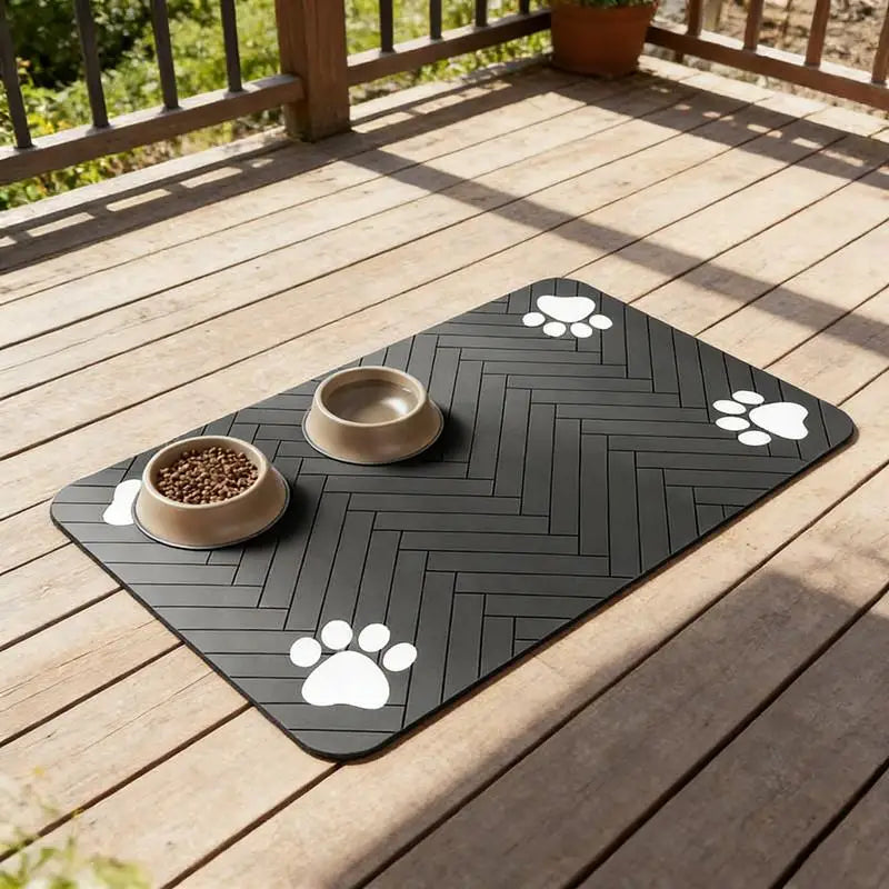 C Pet Feeding Mat-Absorbent Pet Placemat For Food And Water Bowl With Waterproof Rubber Backing Quick Dry Water Mat For Dog Cat
