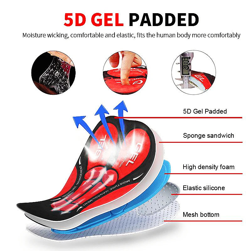 New Pro Breathable Cycling Shorts Cycling Underwear 5D Gel Pad Shockproof Bicycle Underpant MTB Road Bike Underwear Man Shorts
