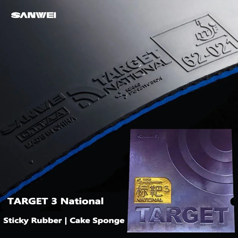Original SANWEI TARGET 3 National Table Tennis Rubber Sticky Rubber Blue Sponge Target 3 Professional Ping Pong Cake Sponge