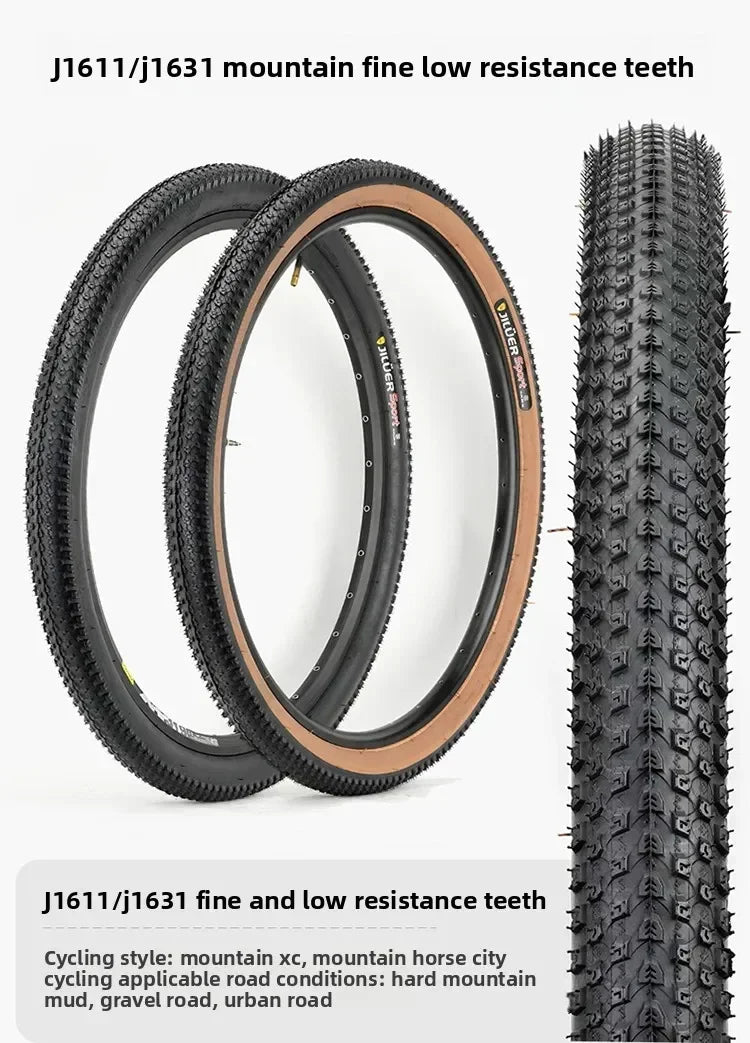 JILUER Folding Tire for Mountain and Road Bikes  27.5" Puncture-Resistant, 29" & 700c Sizes, Ultralight with Yellow Sidewalls