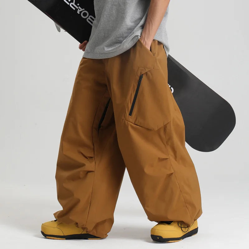 New Loose Ski Pants Women Outdoor Snowboard Windproof Waterproof Warm Solid Work Wear Clothes Breathable Skiing Trousers Men