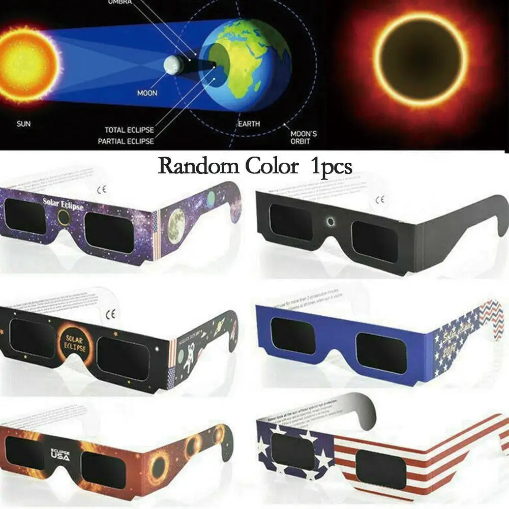 50PCS/lot Solar Eclipse Glasses Safe 3D Paper Solar Glasses Lentes Vr Eclipse Viewing Glasses Protects Eyes Random Color