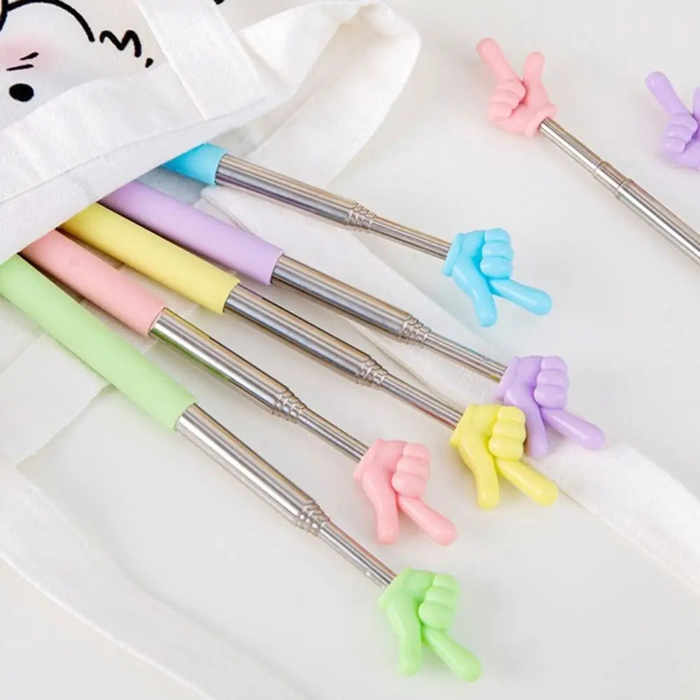 Durable Stainless Steel Teaching Pointer Telescopic Rod Finger Design Finger Reading Sticks Classroom Finger Pointer Students