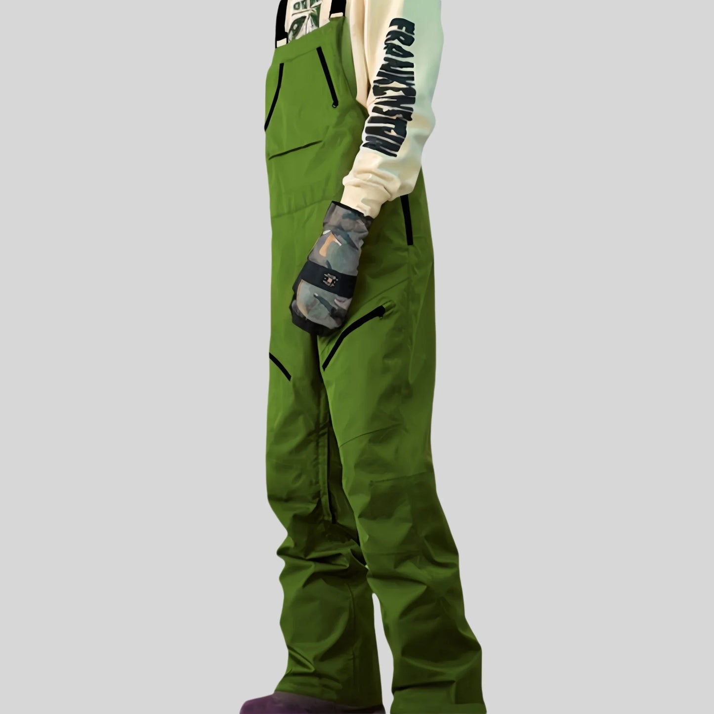 2025 Winter Skiing Pants Outdoor Waterproof Windproof Snow Trousers Men Loose Ski Overalls Snowboard Sport Strap Pants Clothing
