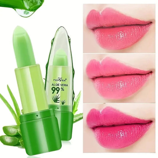 Aloe Vera Color-changing Lipstick,Moisturizes Hydrates Waterproof Non-sticky Long-lasting Tinted Lip Gloss