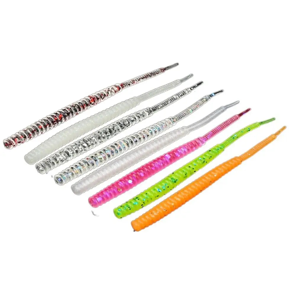 20Pcs Soft Silicone Shearable Worm Lures Small  Artificial Fishing Bait 50mm, 60mm